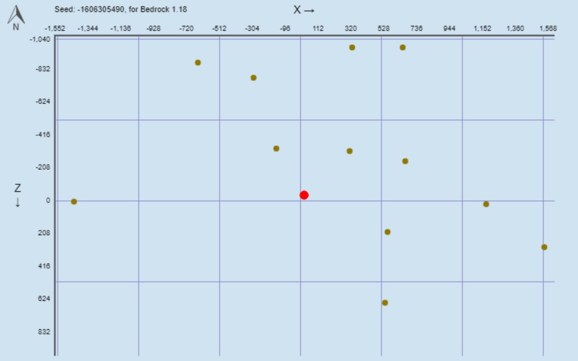 A map showing numerous Desert Temple within 1000 blocks of spawn (Image via Chunkbase.com)