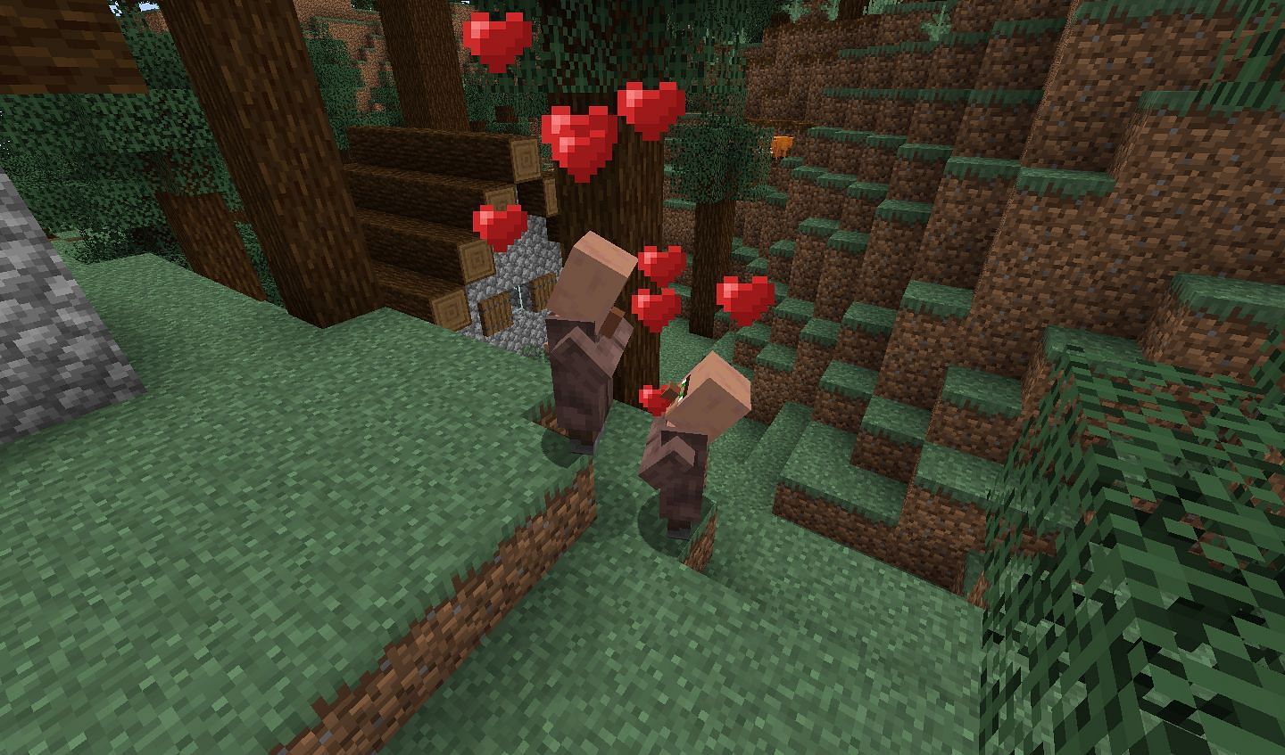 Villager entering love mode (Image via Minecraft)