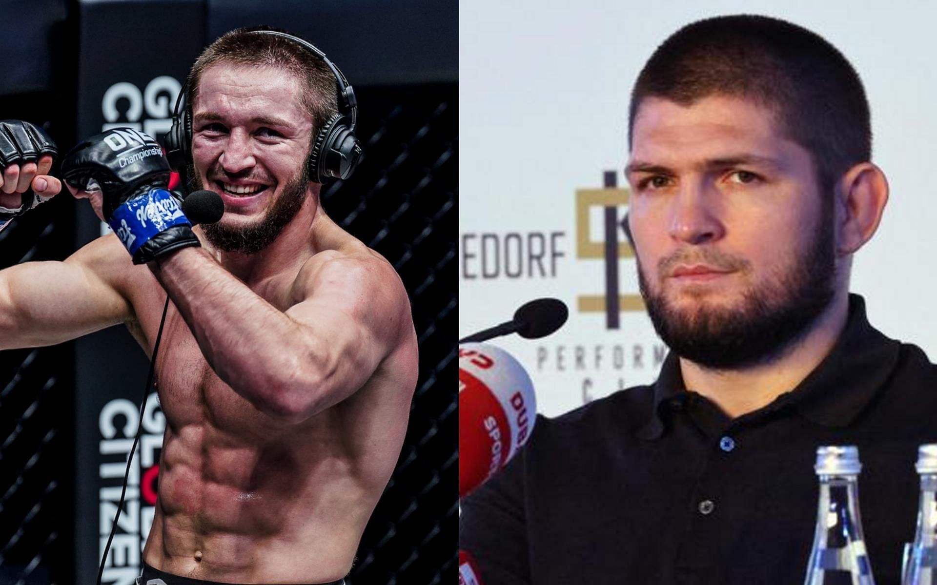 Khabib Nurmagomedov (Right) was proud of Saygid Izagakhmaev&#039;s debut performance at ONE Championship. | [Photos: Straights Times/ONE Championship]