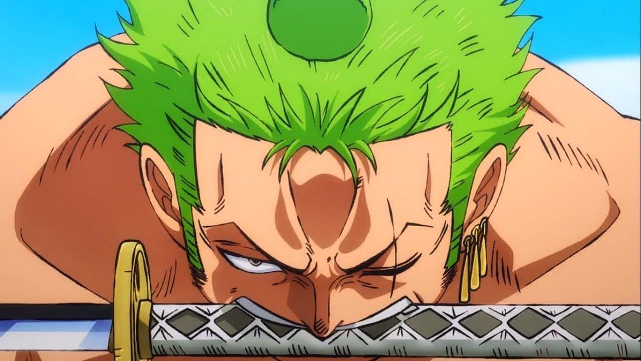 Zoro as seen in the anime&#039;s Wano arc. (Image via Toei Animation)