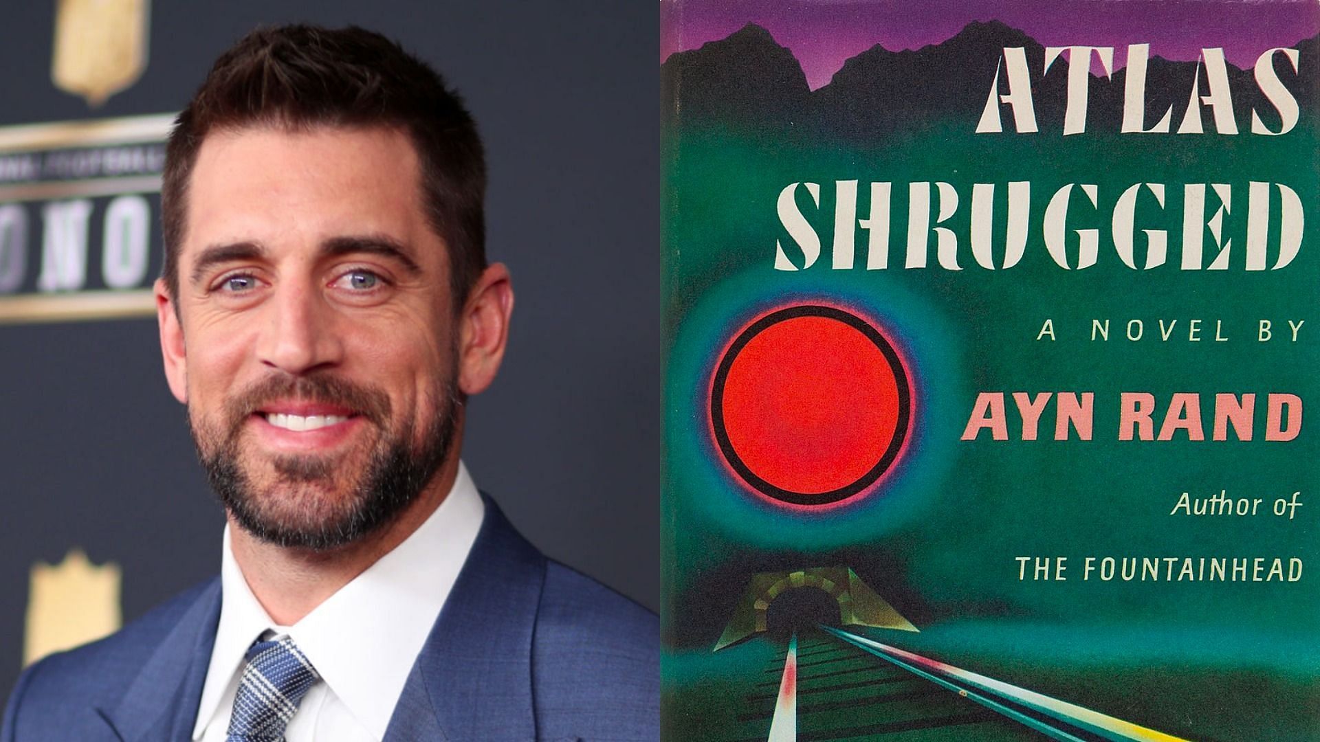 Aaron Rodgers was mocked online for reading Ayn Rand&#039;s &#039;Atlas Shrugged&#039; (Image via Christopher Polk/Getty Images and Atlas Shrugged)