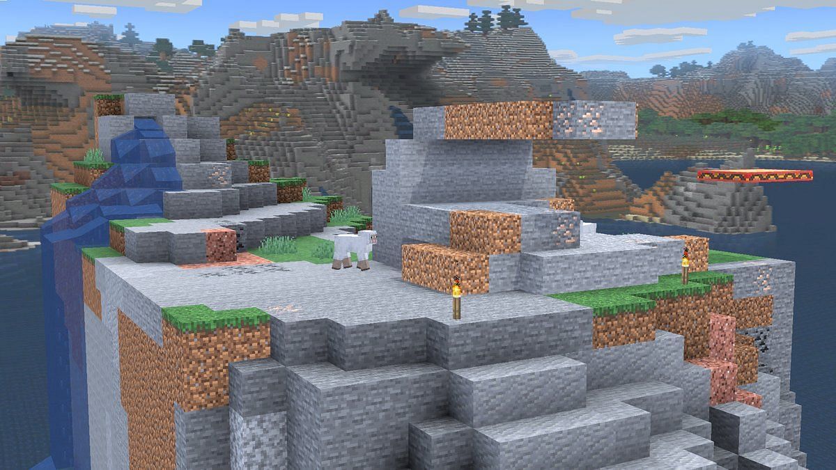 Surface copper can be found in beach biomes, specifically stone shores (Image via Mojang)