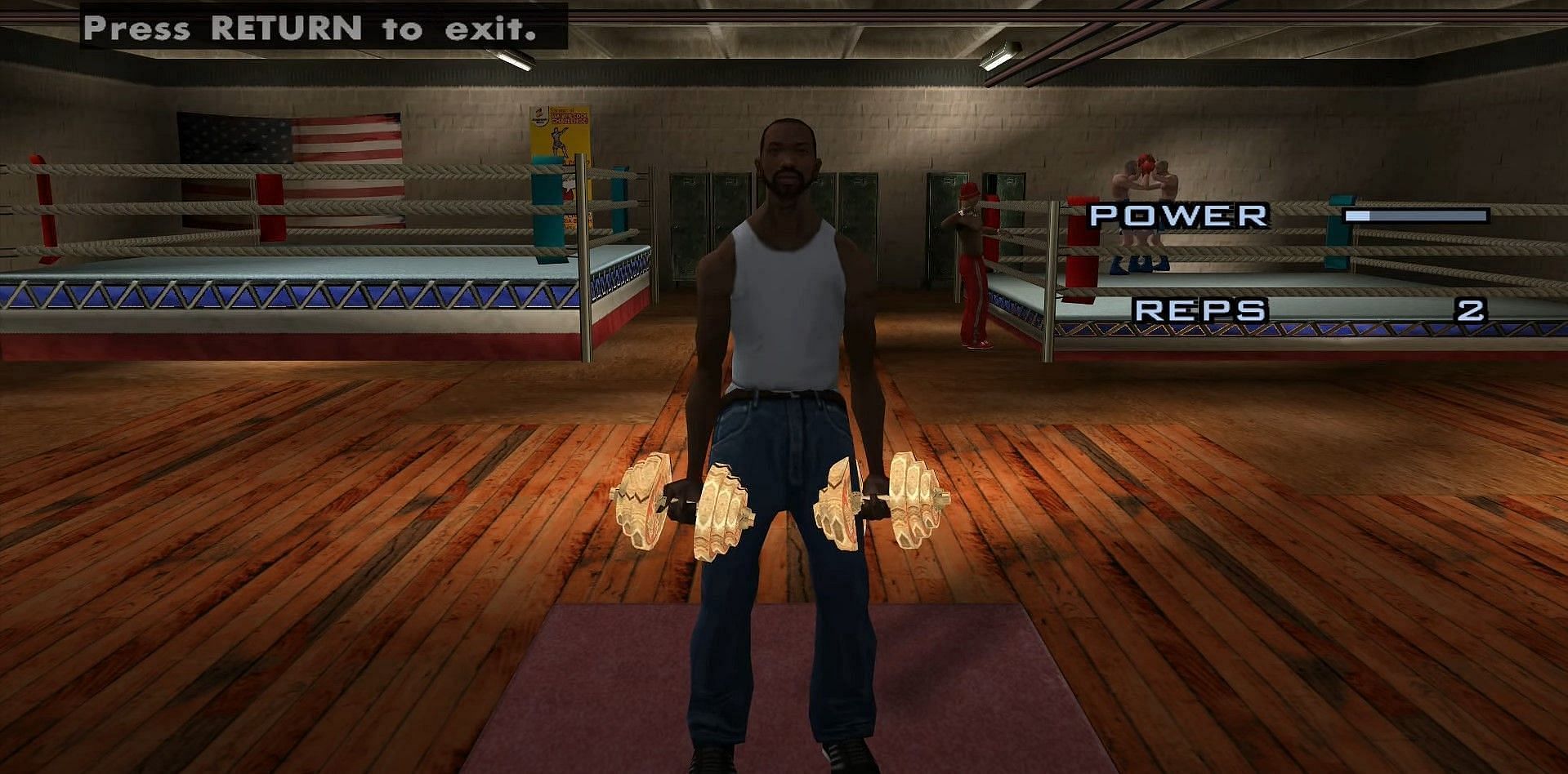 Working out in a gym is a mix of several unique features (Image via Rockstar Games)