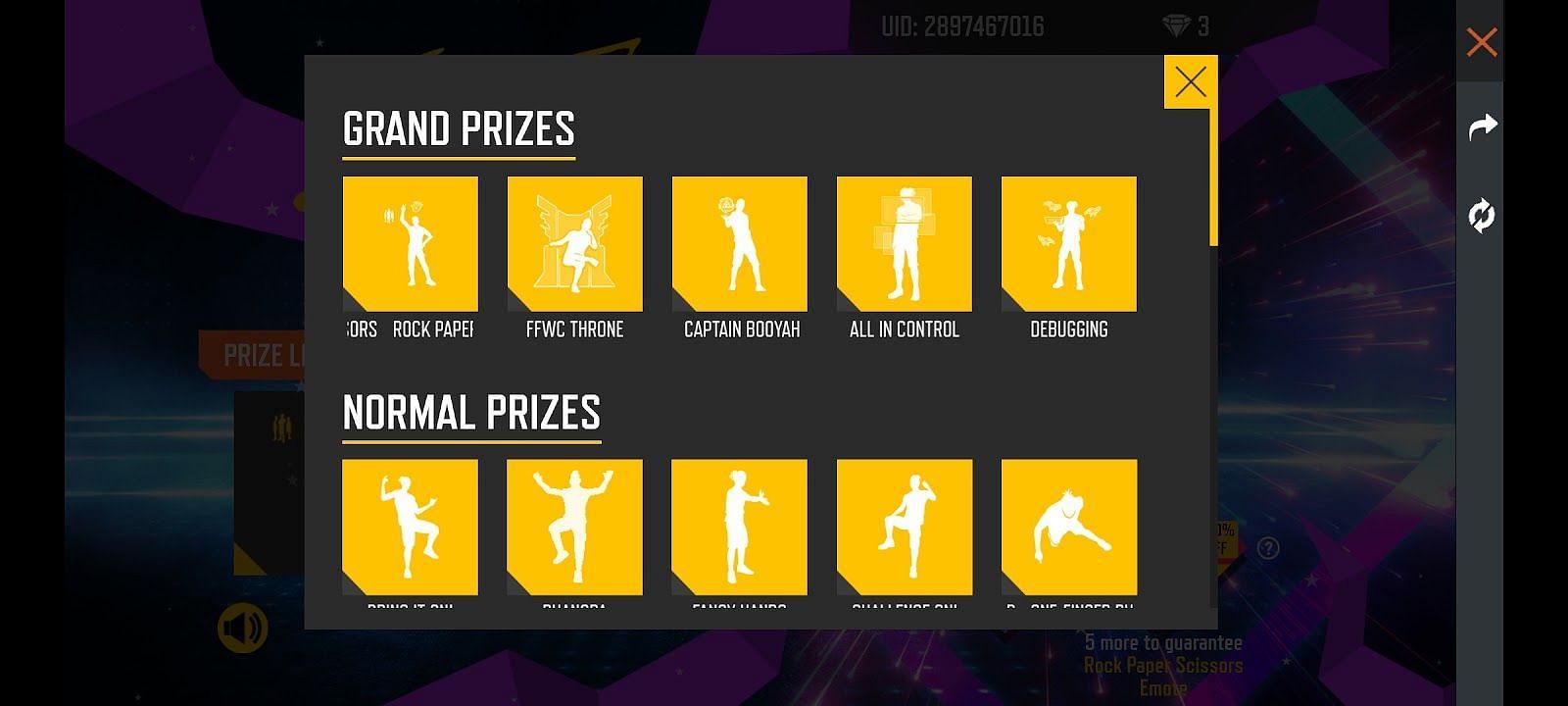 Emote Party - Rewards (Image via Garena)