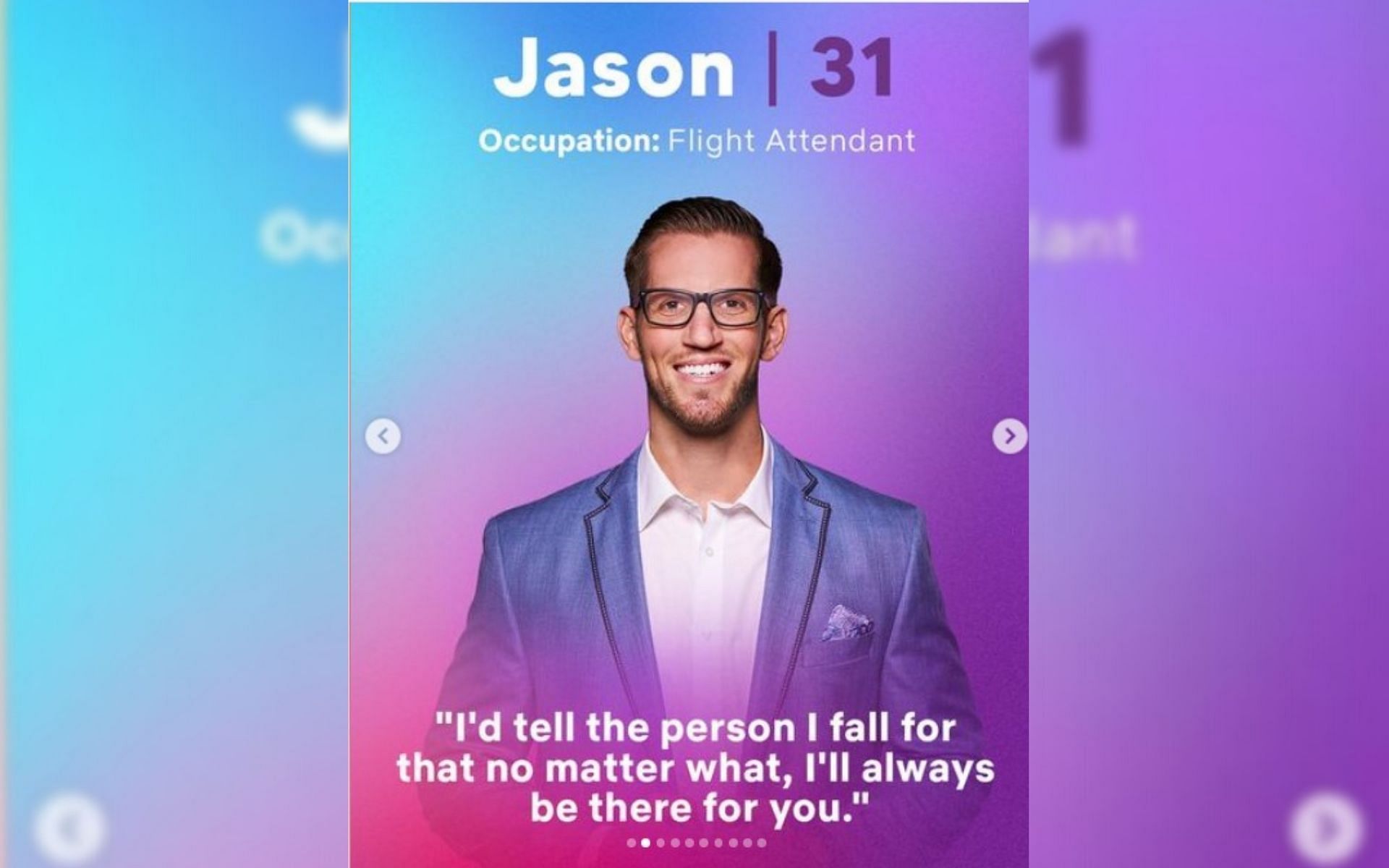 Jason&#039;s profile for the show (Image via loveisblindnetflix)