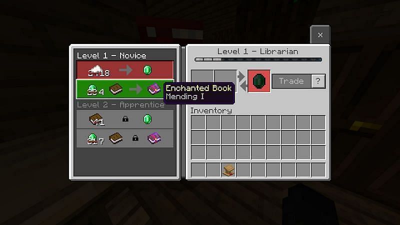 Mending enchanted book trade (Image via Minecraft)