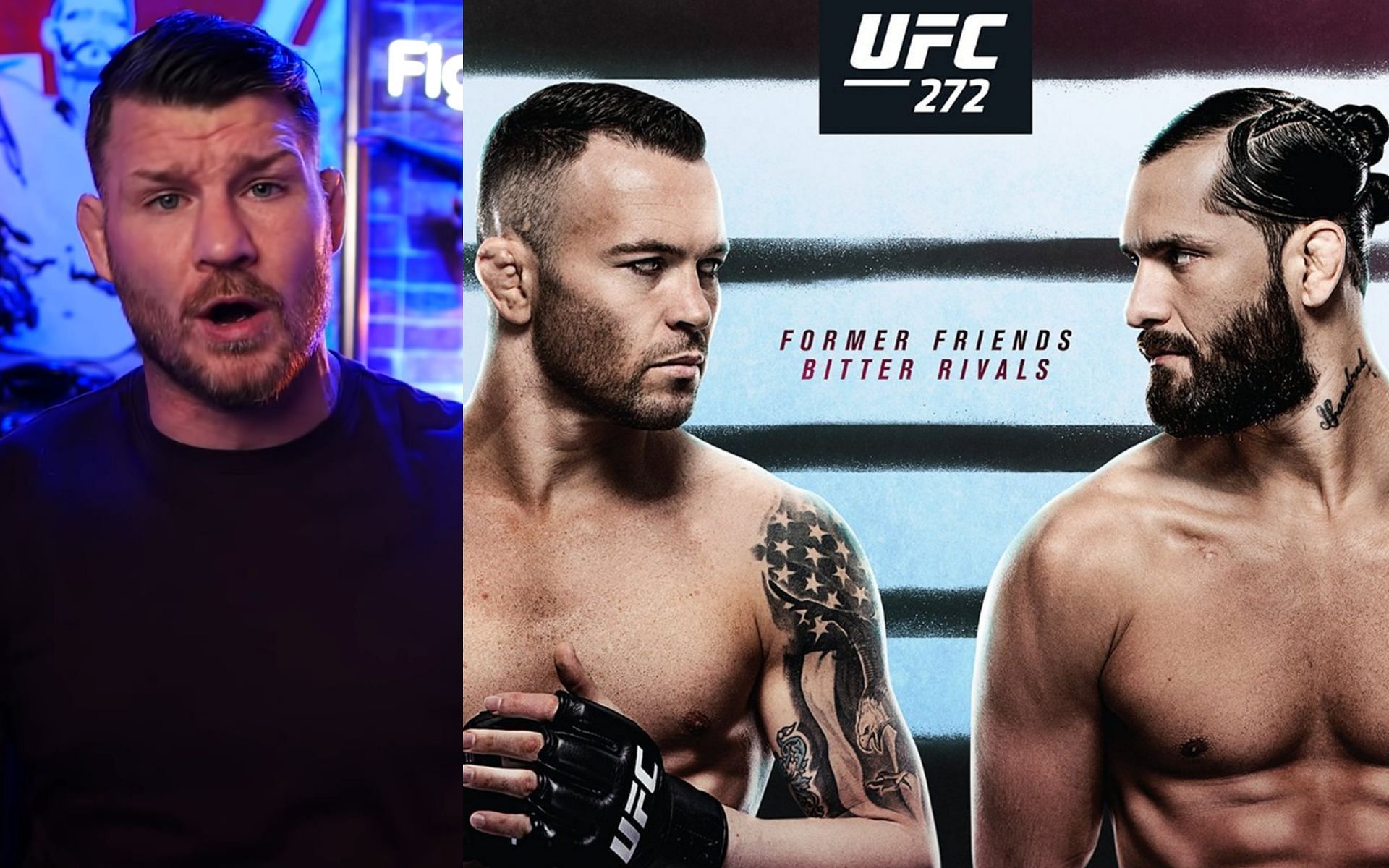 Michael Bisping(left) via YouTube/Michael Bisping; UFC 272 official poster(right) via Twitter/UFC
