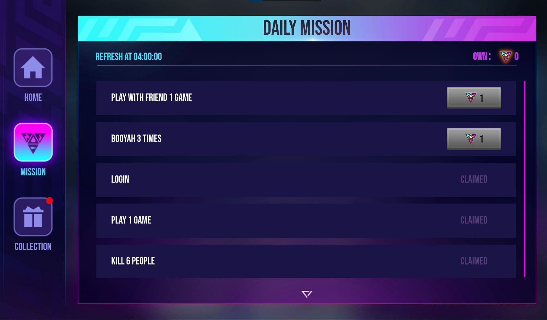 The daily missions (Image via Garena)