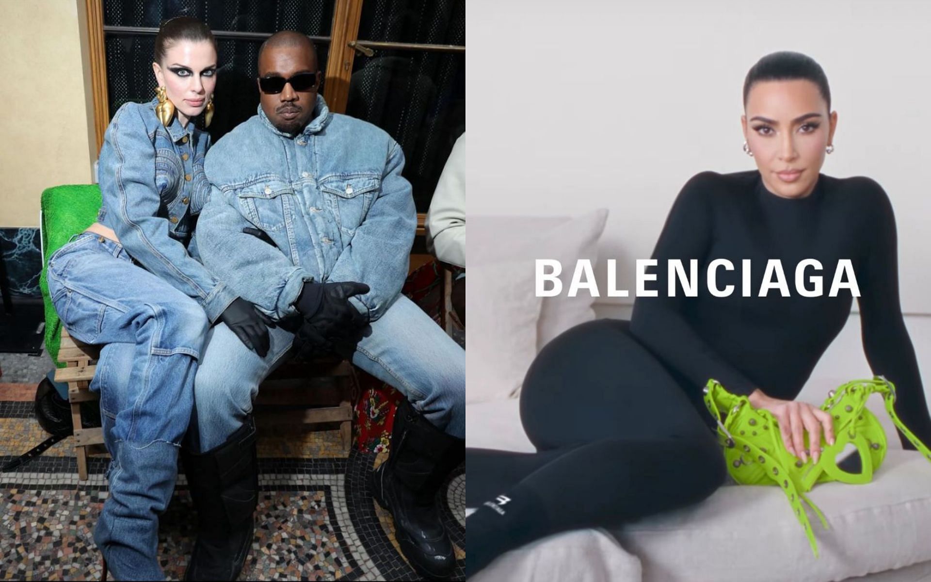 Kim Kardashian has become the new face for Balenciaga&rsquo;s campaign (Image via Balenciaga and Juliafoxwest/Instagram)