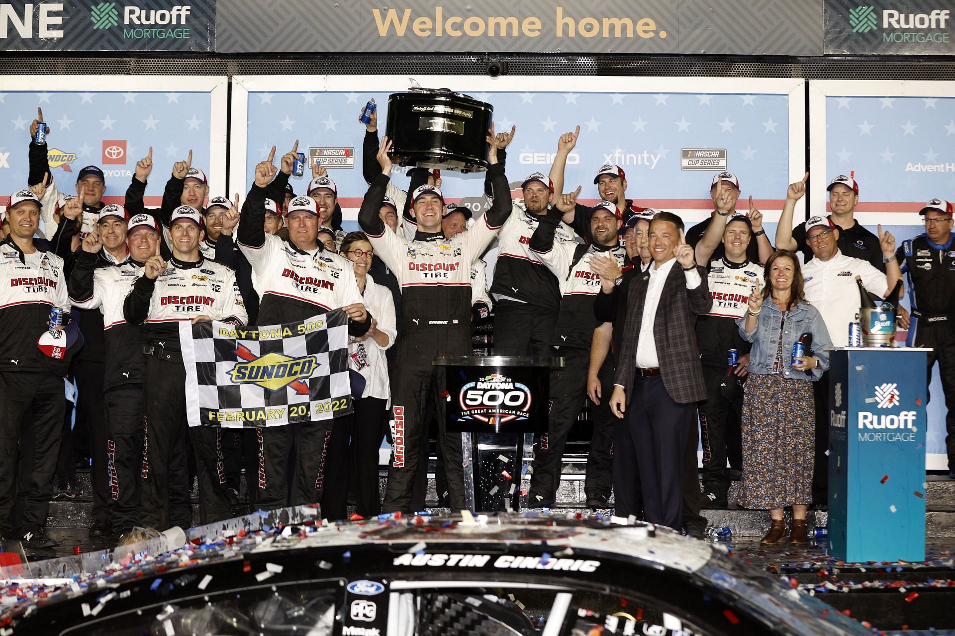 Team Penske celebrates their win at the NASCAR Cup Series 64th Annual Daytona 500