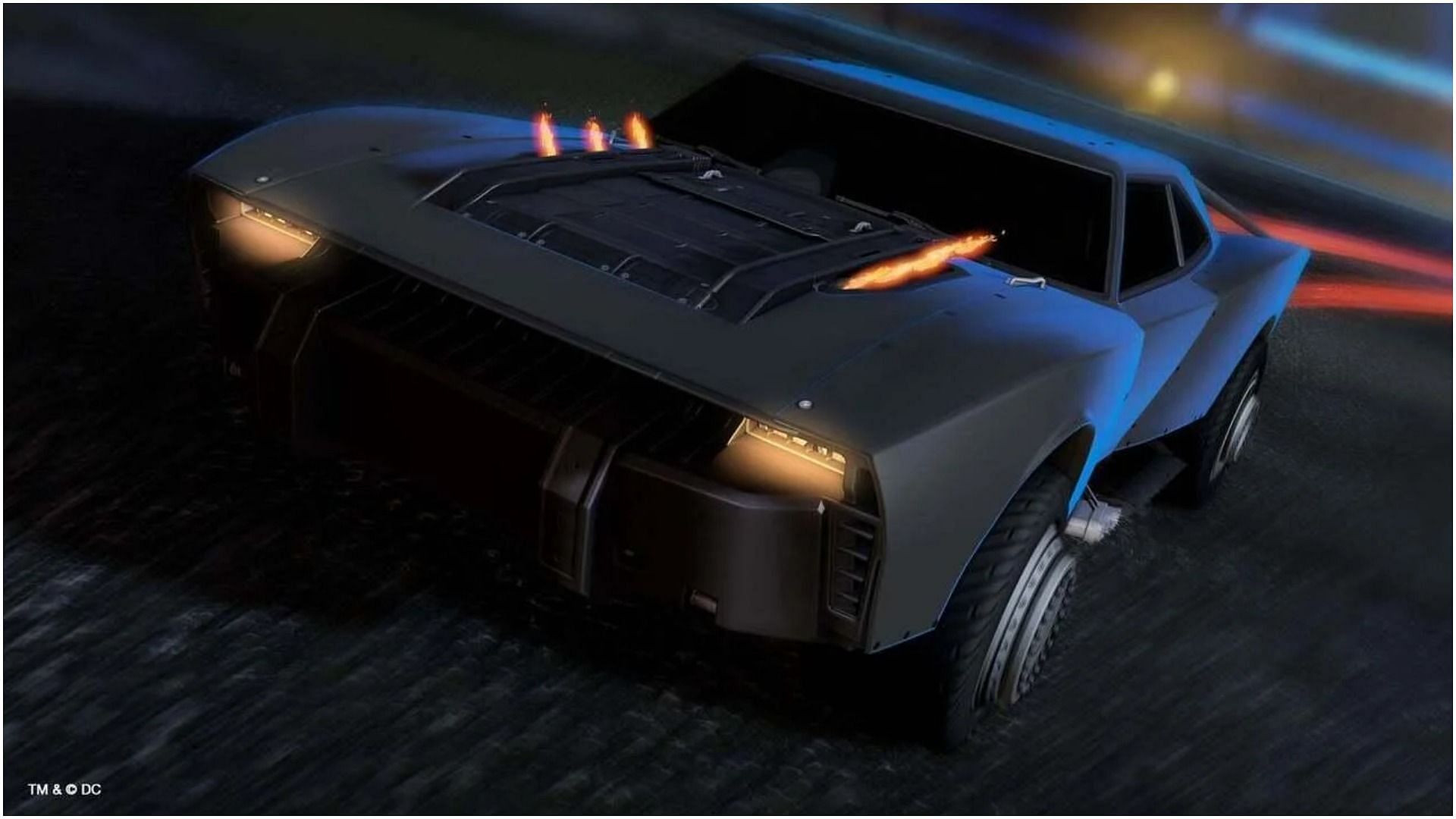 This Batmobile is a version that will feature in Robert Pattinson&#039;s upcoming film (Image via Rocket League)