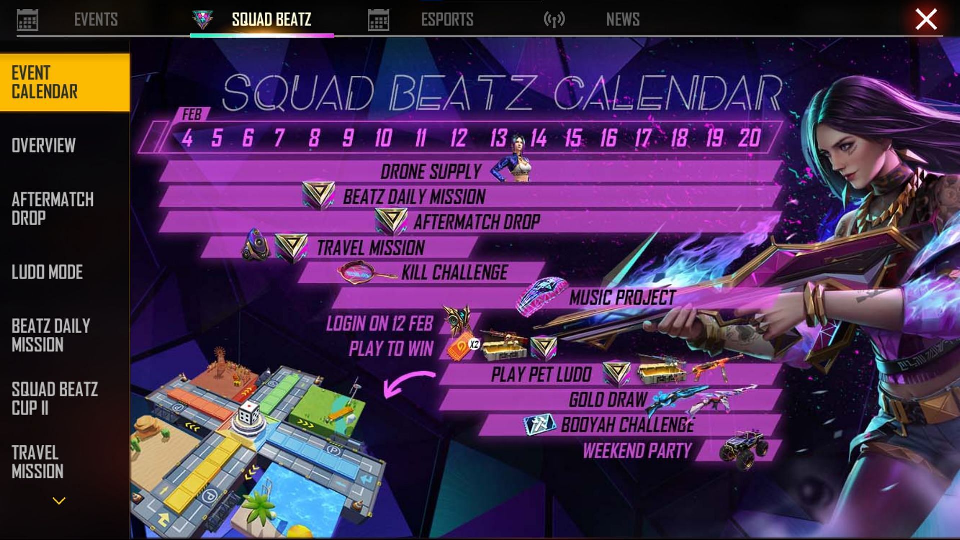Select Weekend Party section (Image via Garena)