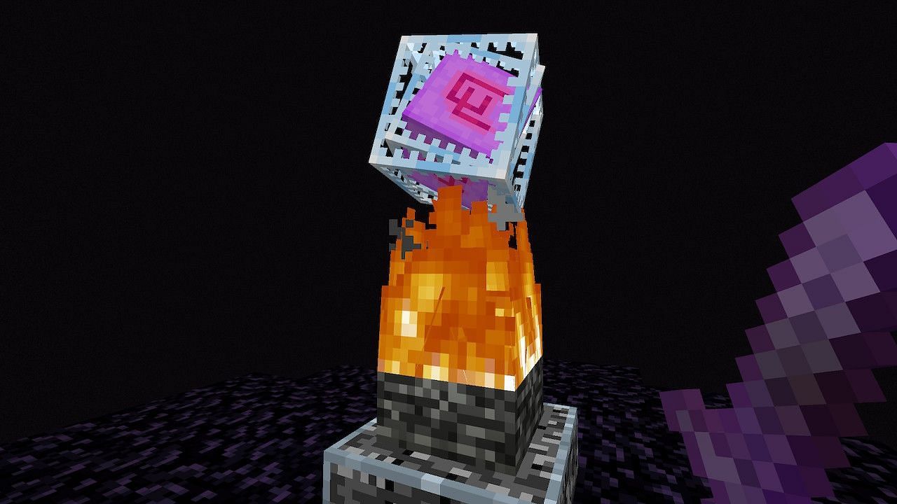 Destroy all the End Crystals in order to be able to damage the Ender Dragon (Image via Minecraft)