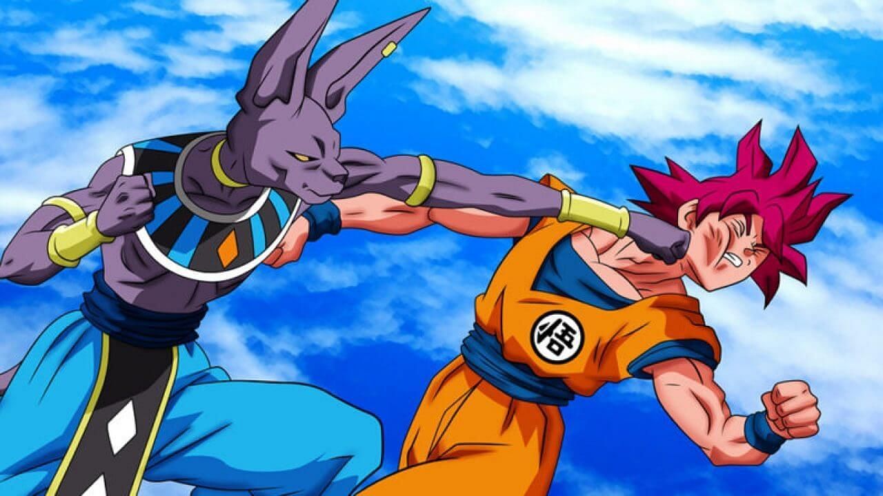 Beerus and Goku fight during the Dragon Ball Super anime (Image via Toei Animation)