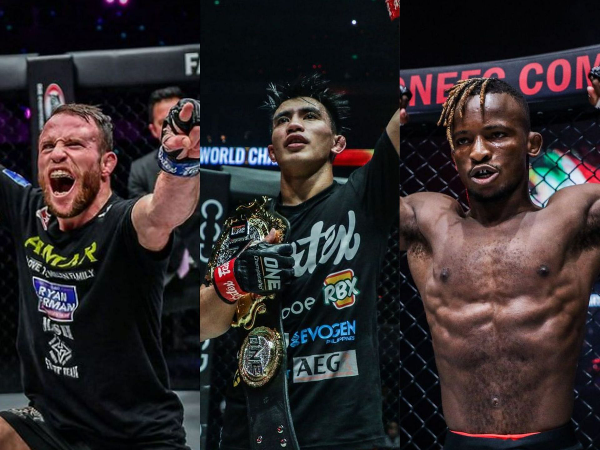 (From left) Jarred Brooks, Joshua Pacio, and Bokang Masunyane. [Photo: ONE Championship]