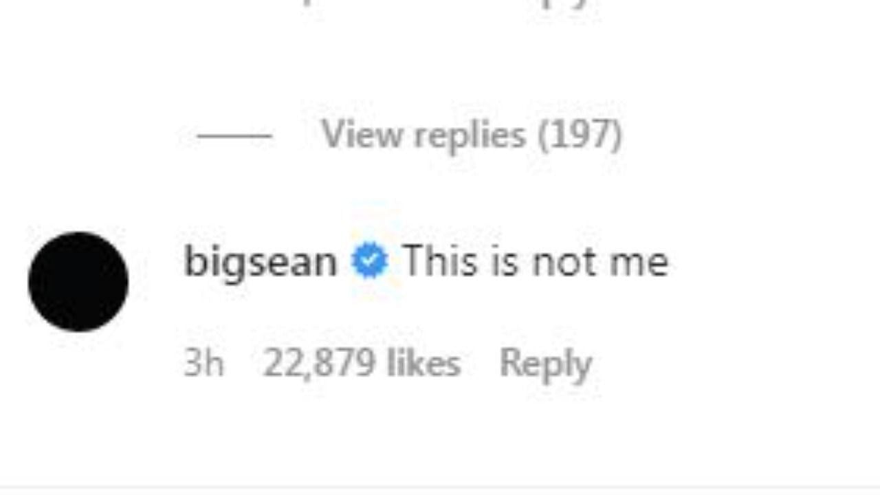 Sean debunks the rumors on Instagram comments (Image via Instagram)