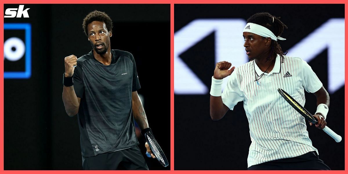 Gael Monfils (L) and Mikael Ymer.