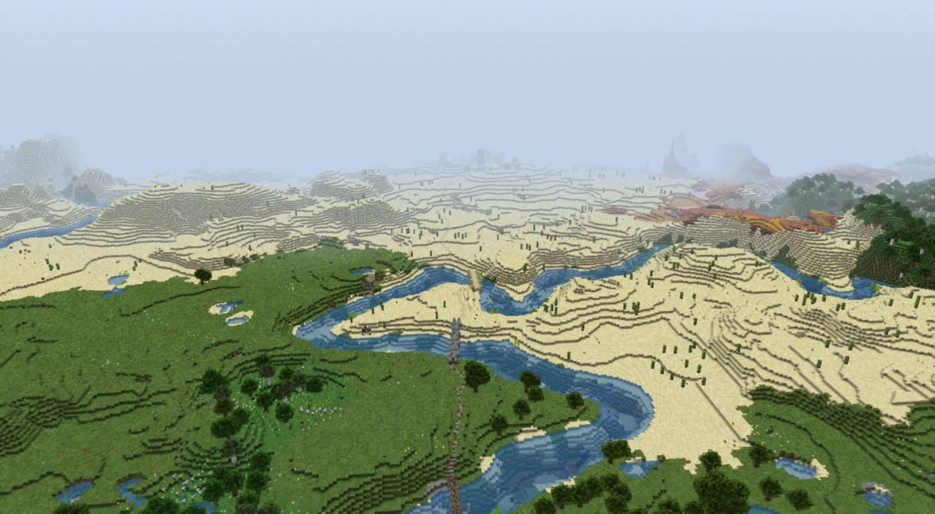 Render distance dictates how many chunks are visible to the player (Image via Mojang)