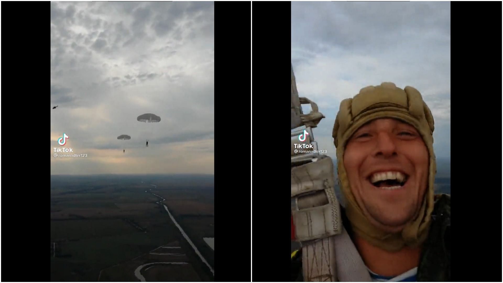 TikTok video of Russian paratroopers in Ukraine was found to be fake (Image via @romanadler123/TikTok)