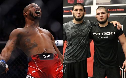 Bobby Green (left) and Islam Makhachev & Khabib Nurmagomedov (right)