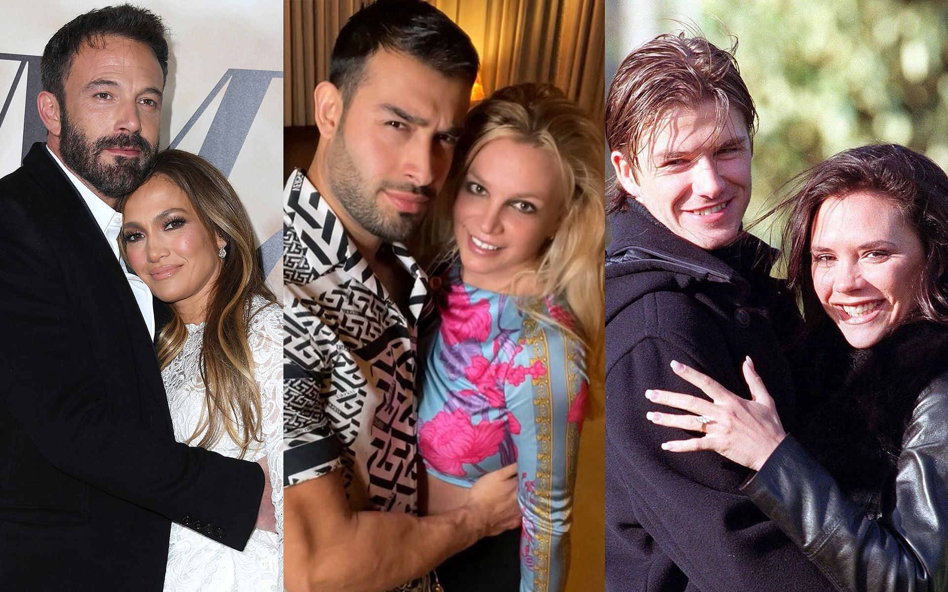 Celebrity couples (Media via Instagram: britneyspears, davidbeckham &amp; juliaroberts | Twitter: @Gulehri.com | Youtube: Good Morning America)