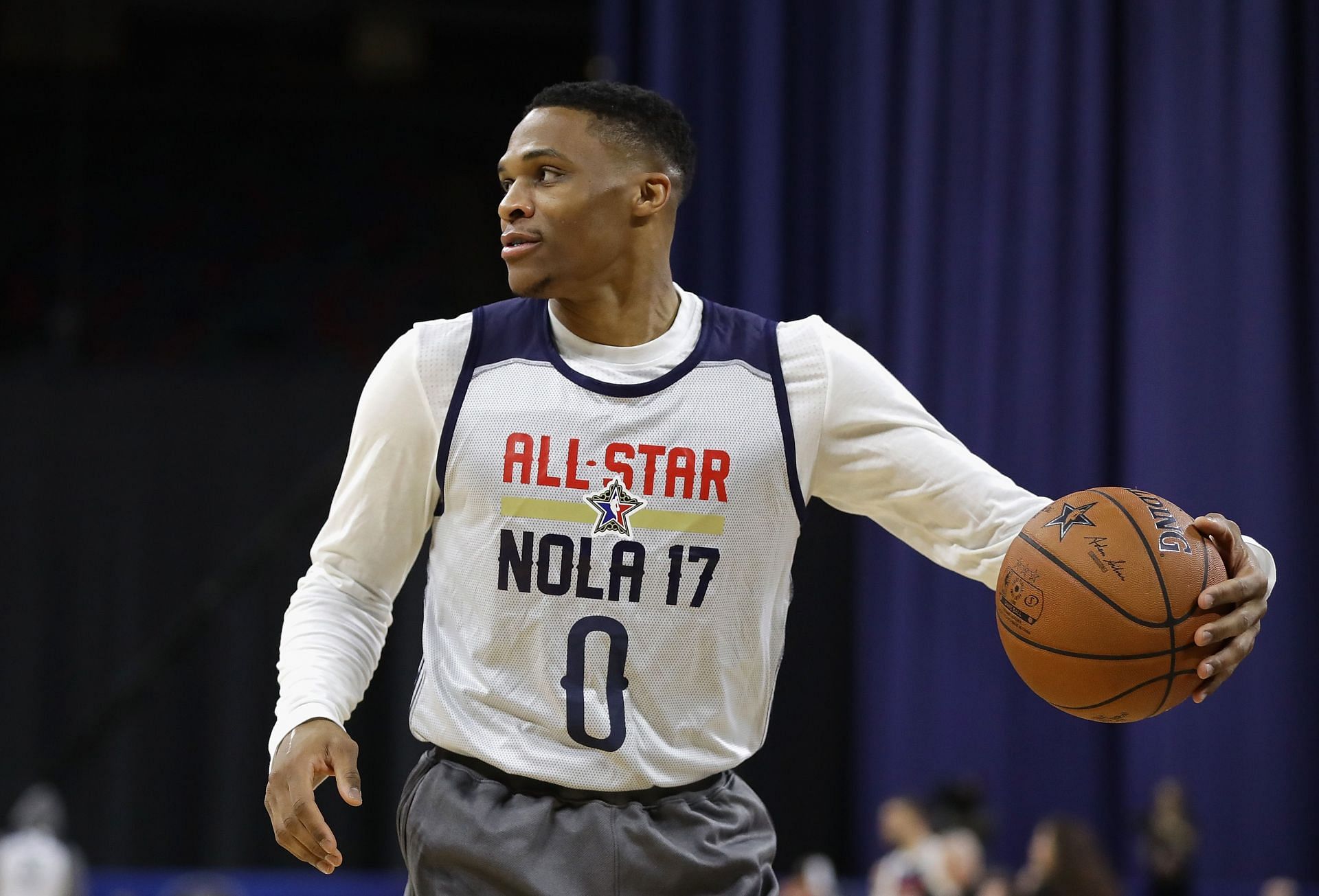 Westbrook at a practice session ahead of the 2017 NBA All-Star Game.