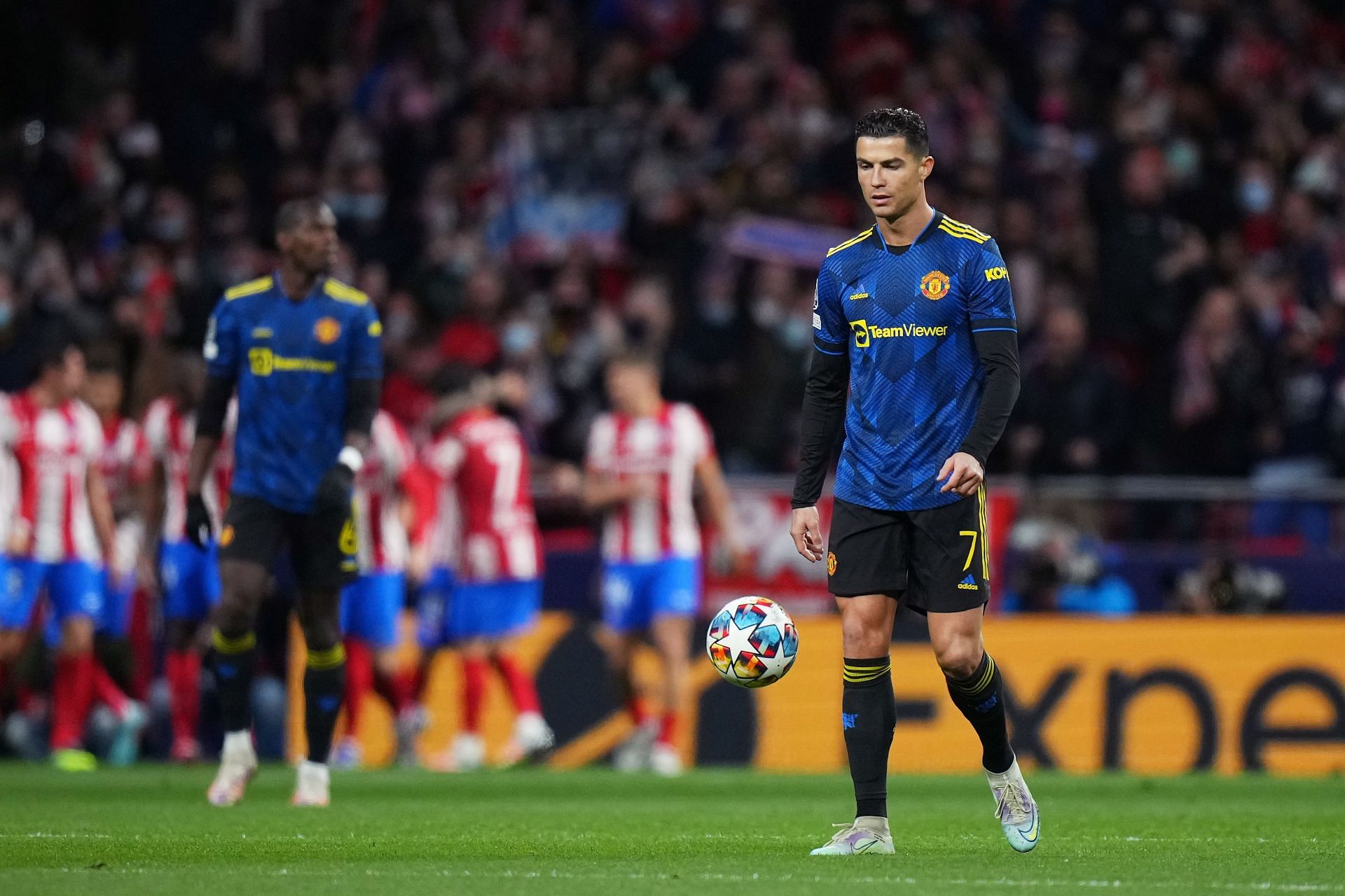 Manchester United&#039;s Cristiano Ronaldo was dealt with quiet easily by the Atletico Madrid defense.