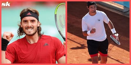 Stefanos Tsitsipas (L) and Marcos Giron.