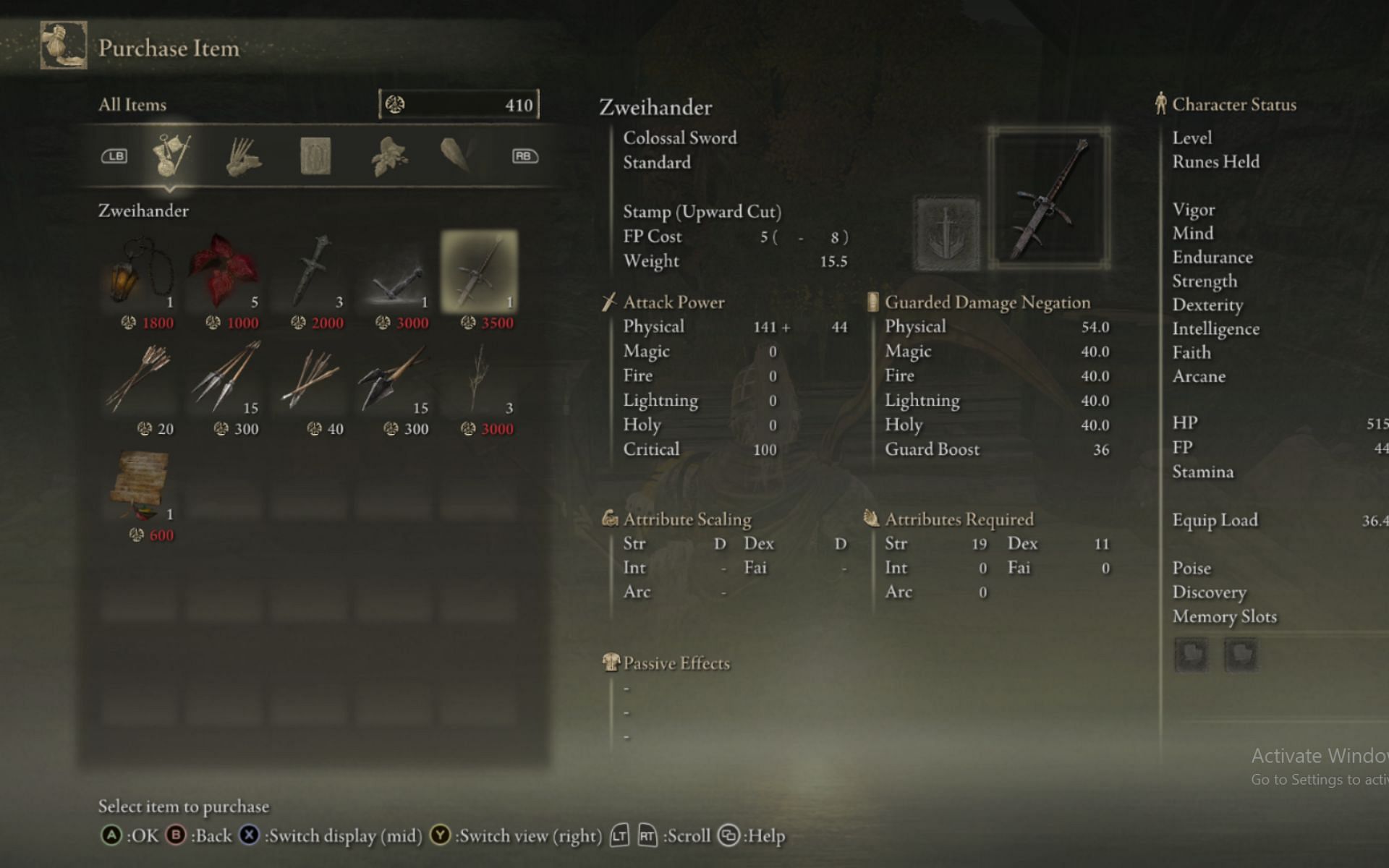Purchase the sword from a merchant. (Image via FromSoftware)
