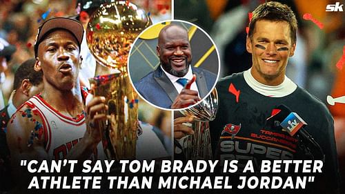 Legendary athletes: Michael Jordan, Tom Brady, and Shaquille O'Neal (inset)