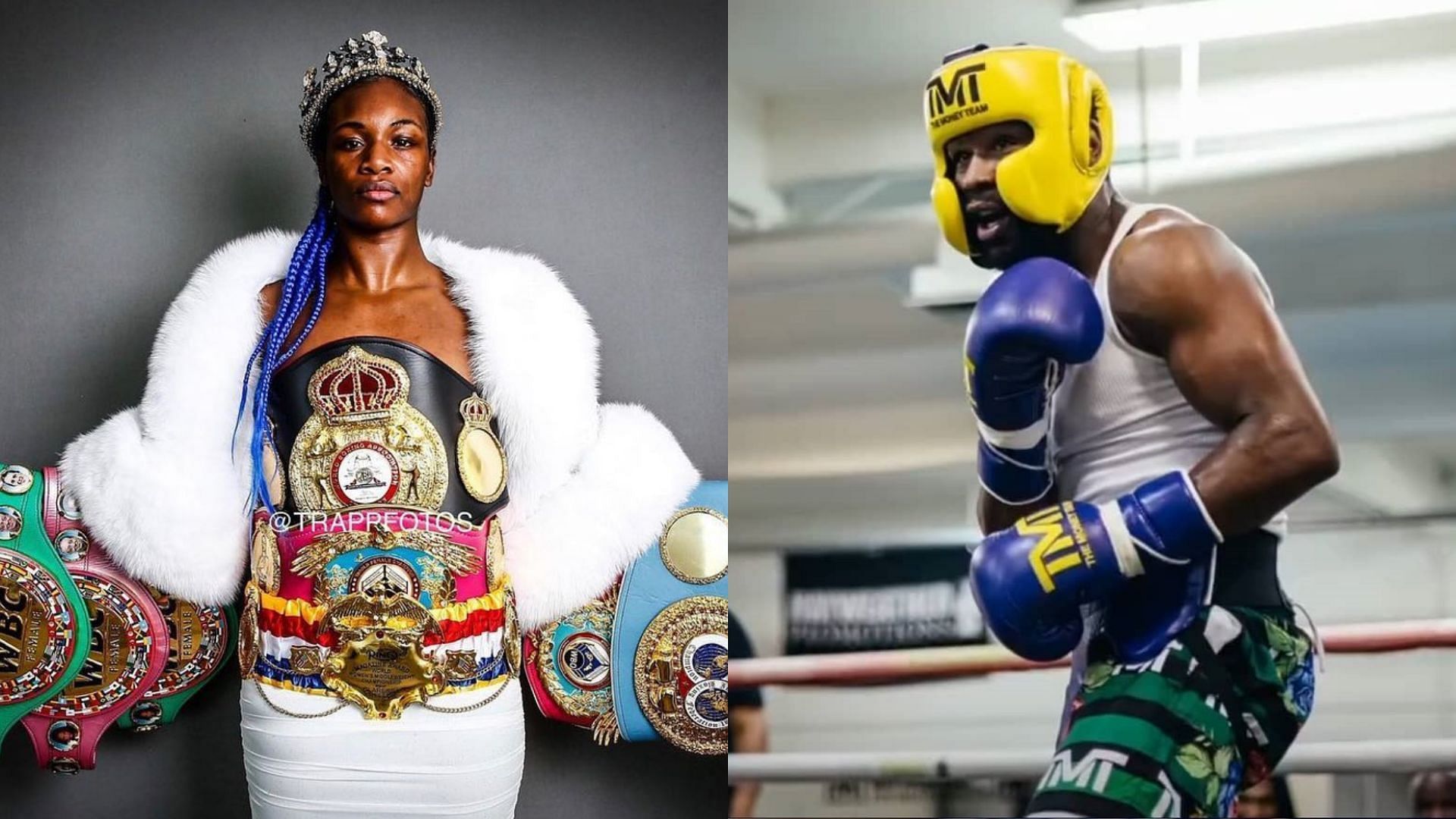 Claressa Shields (left) and Floyd Mayweather (right)