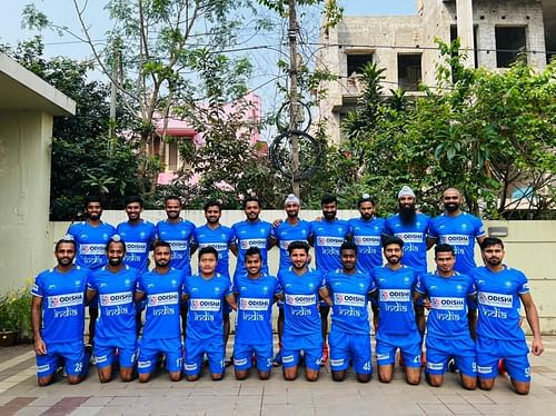 India men's 20-member squad for the FIH Pro League matches at home strike a pose. (PC: Hockey India)