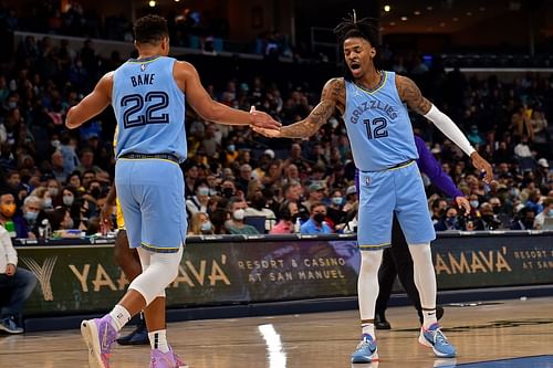 Desmond Bane and Ja Morant of the Memphis Grizzlies.