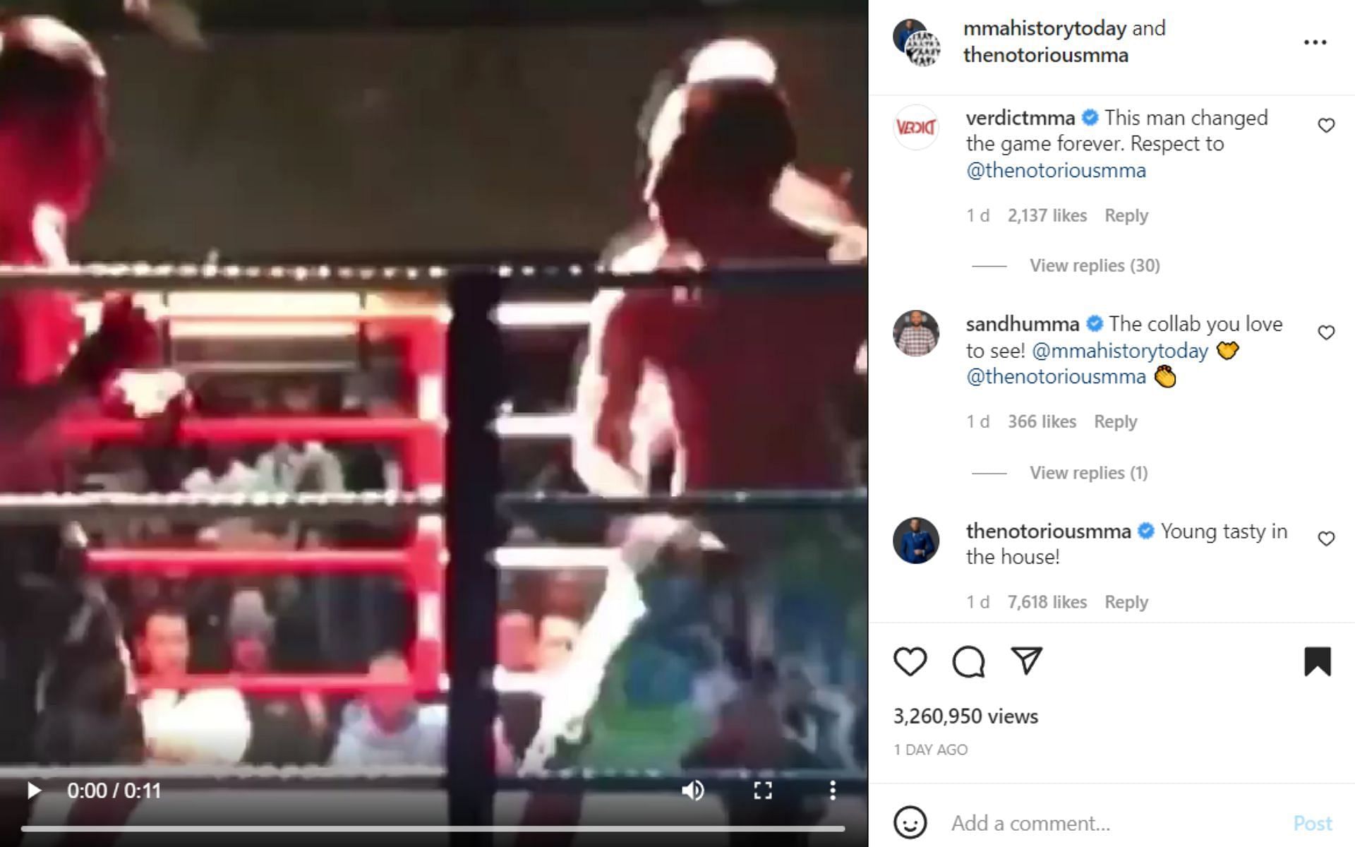 Conor McGregor fighting Kieran Campbell. (Credit: @mmahistorytoday on Instagram)
