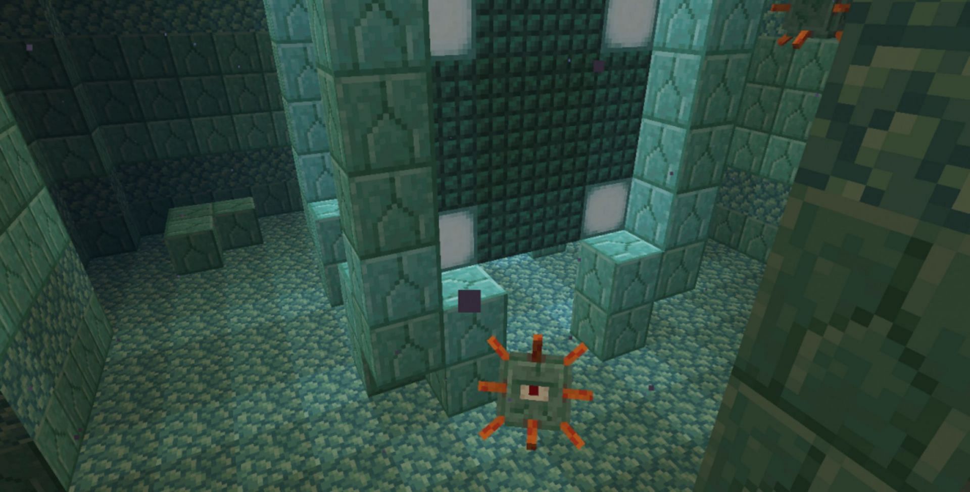 Prismarine crystals can be obtained by defeating guardians and elder guardians in ocean monuments (Image via Minecraft-Max)