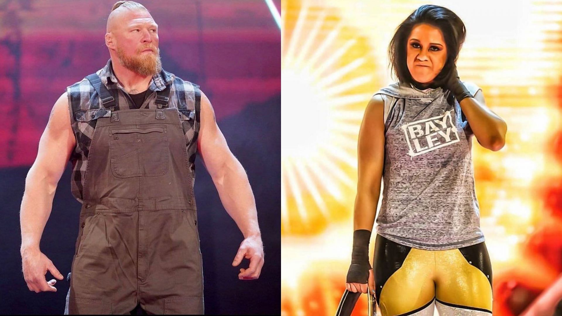 Brock Lesnar (left) and Bayley (right)