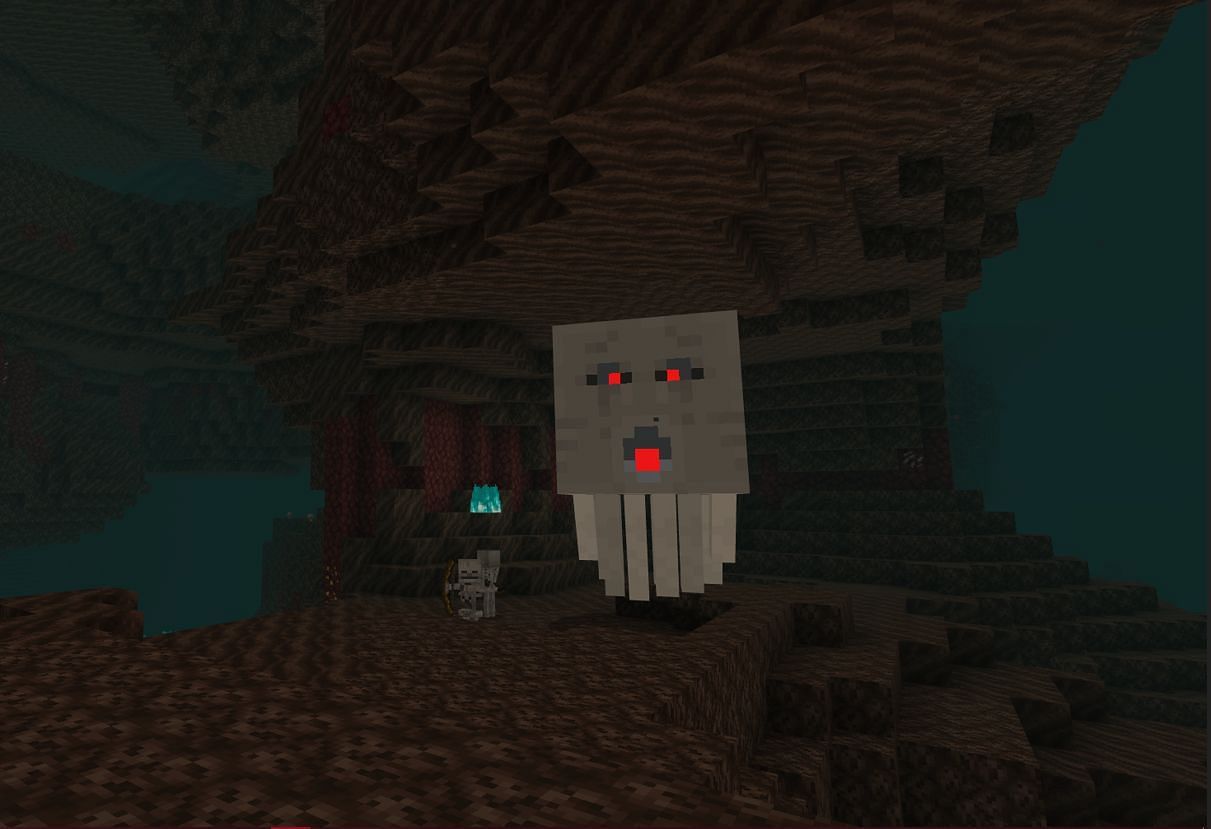 Ghast while attacking(Image via Mojang)