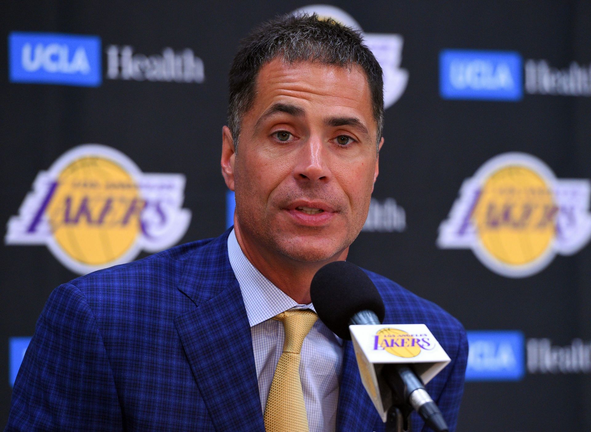 Rob Pelinka should be feeling the pressure now to keep &quot;King James&quot; happy and continue to play for the Los Angeles Lakers. [Photo: Orange County Register]