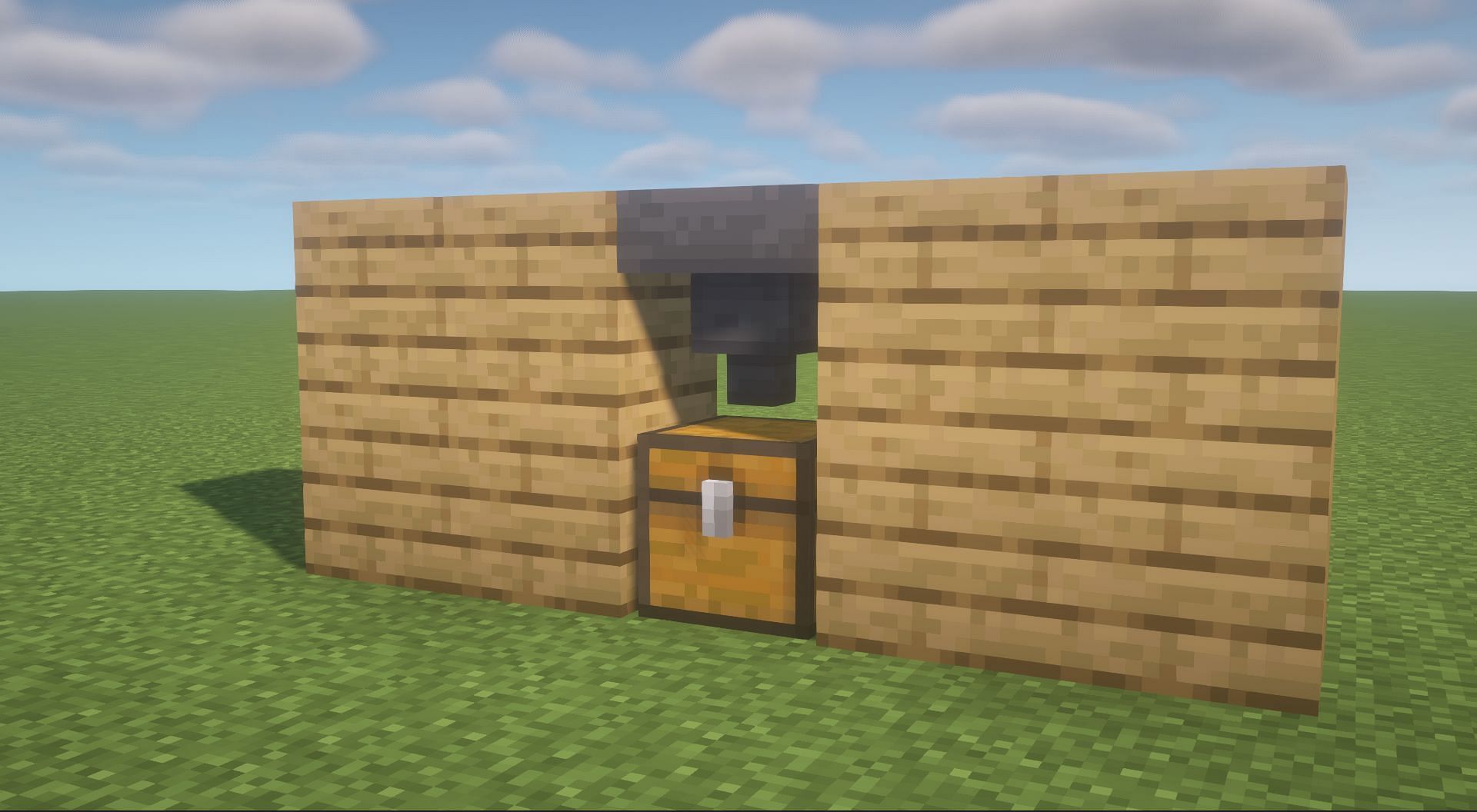Bottom chest should be properly connected to the hopper (Image via Mojang)