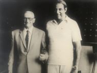 Raj Singh Dungarpur (seen here with Sir Don Bradman) got Rajasthan through to an unexpected victory over Karnataka in the semifinal of 1965/66 Ranji Trophy (Image was tweeted by Shivendra Singh Dungarpur, Raj Singh's nephew)