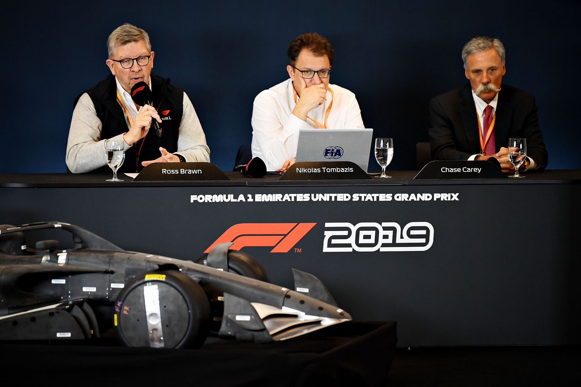 Ross Brawn during the unveiling of the 2022 F1 regulations ahead of the 2019 United States Grand Prix