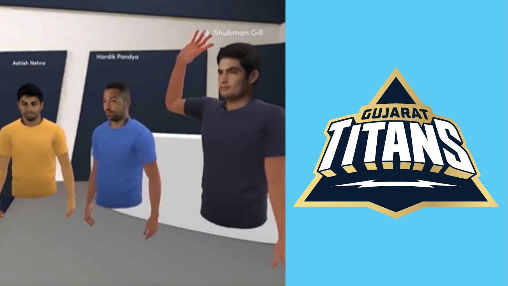 Virtual members of Gujarat Titans unveil team logo.