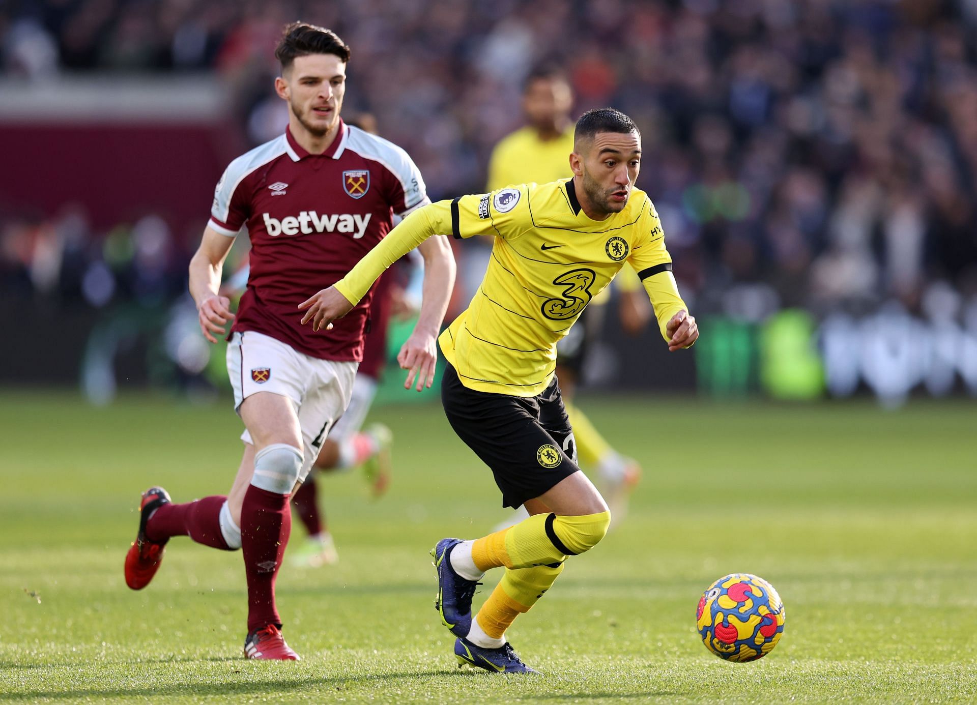 Could Declan Rice (L) return to Chelsea in the summer?