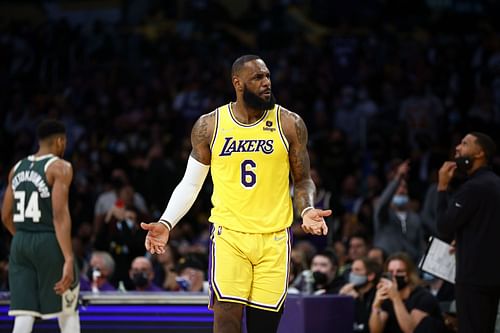 LeBron James #6 of the Los Angeles Lakers