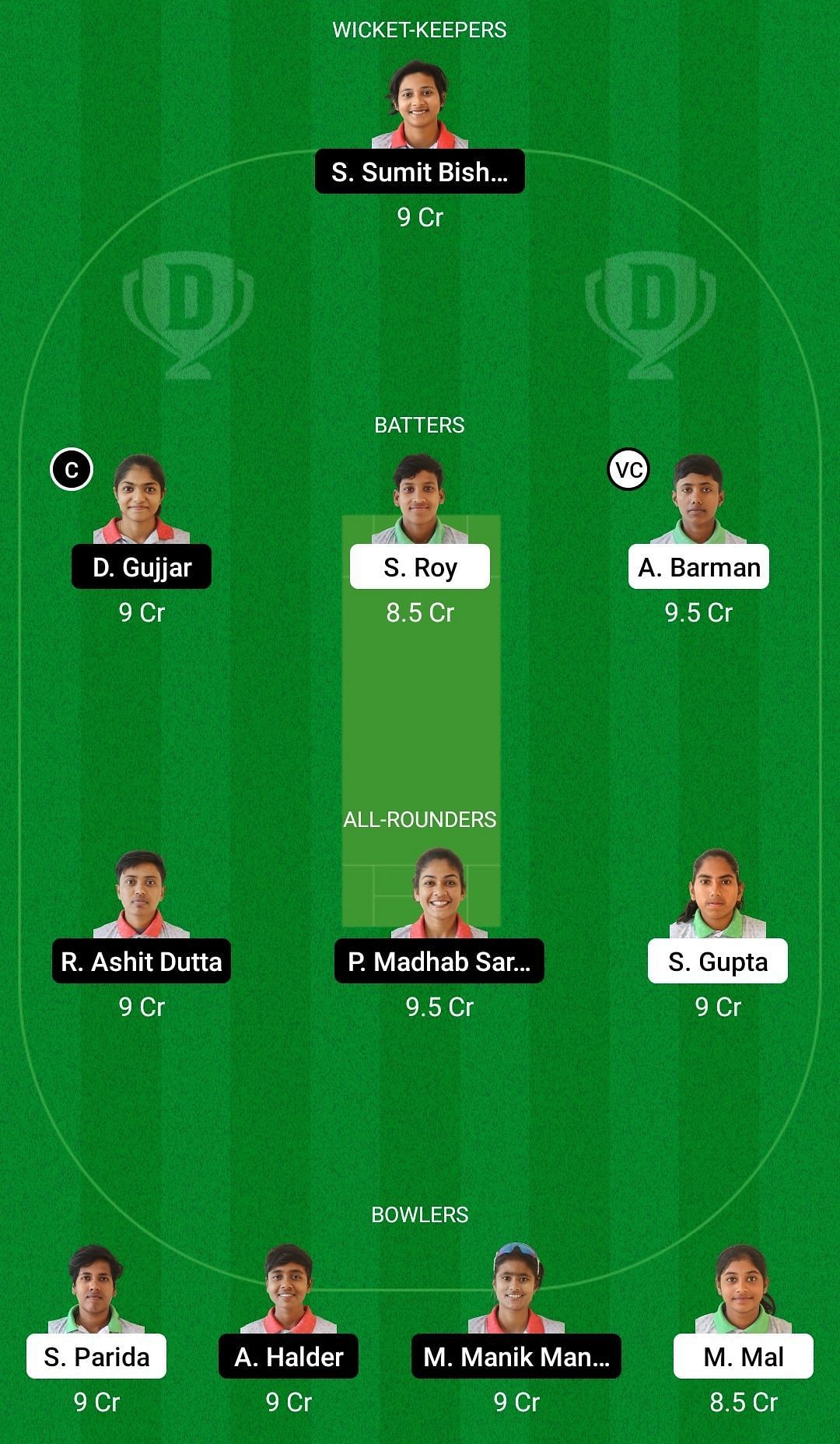 Dream11 Team for Town Club Women vs Rajasthan Club Women - Bengal Women&rsquo;s T20 Blast 2022.