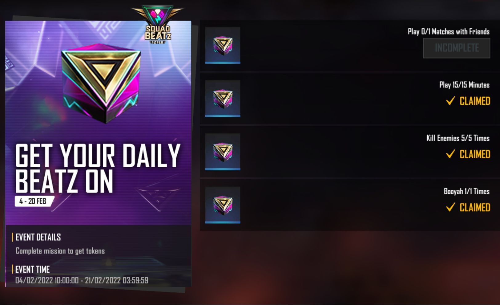 Daily missions (Image via Garena)