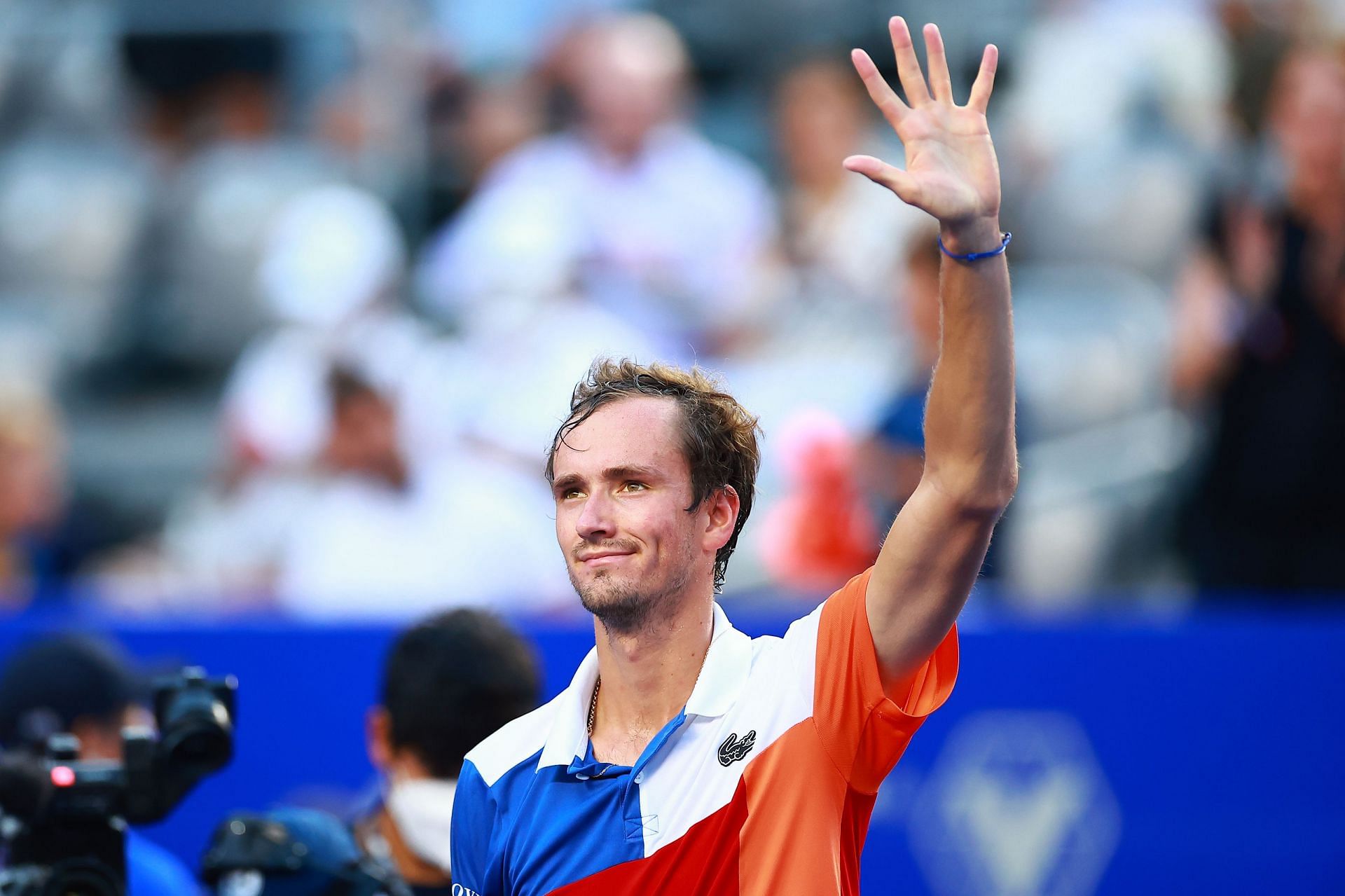 Daniil Medvedev reacts after winning his quarter-final match in Acapulco