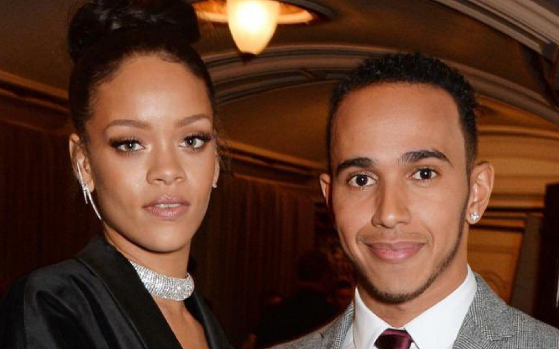 Rihanna and Lewis Hamilton. Taken from Twitter/@lewisgfreal