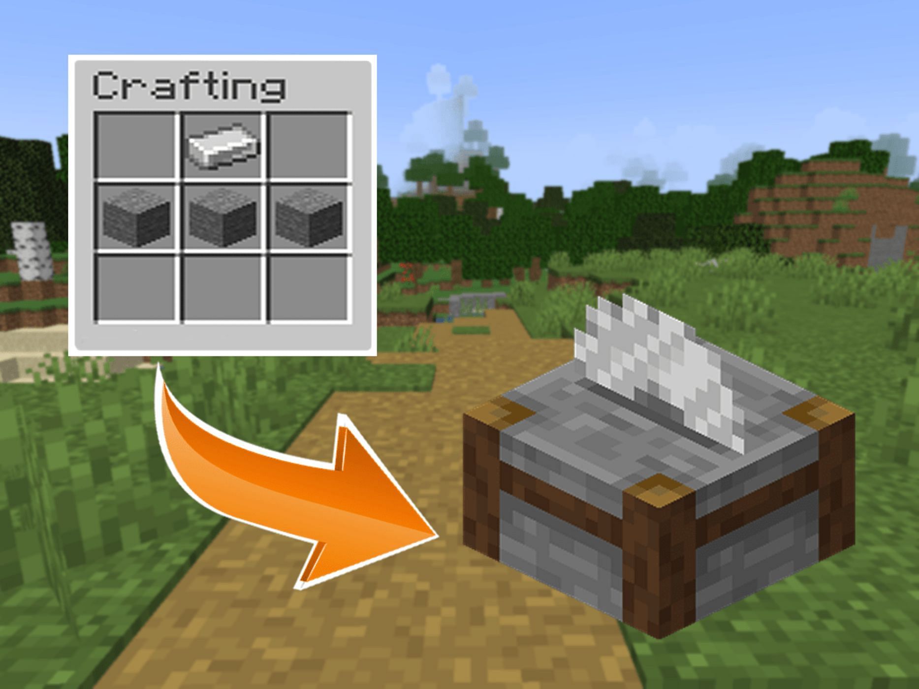 The crafting recipe to create a stonecutter in the game (Image via Mojang)
