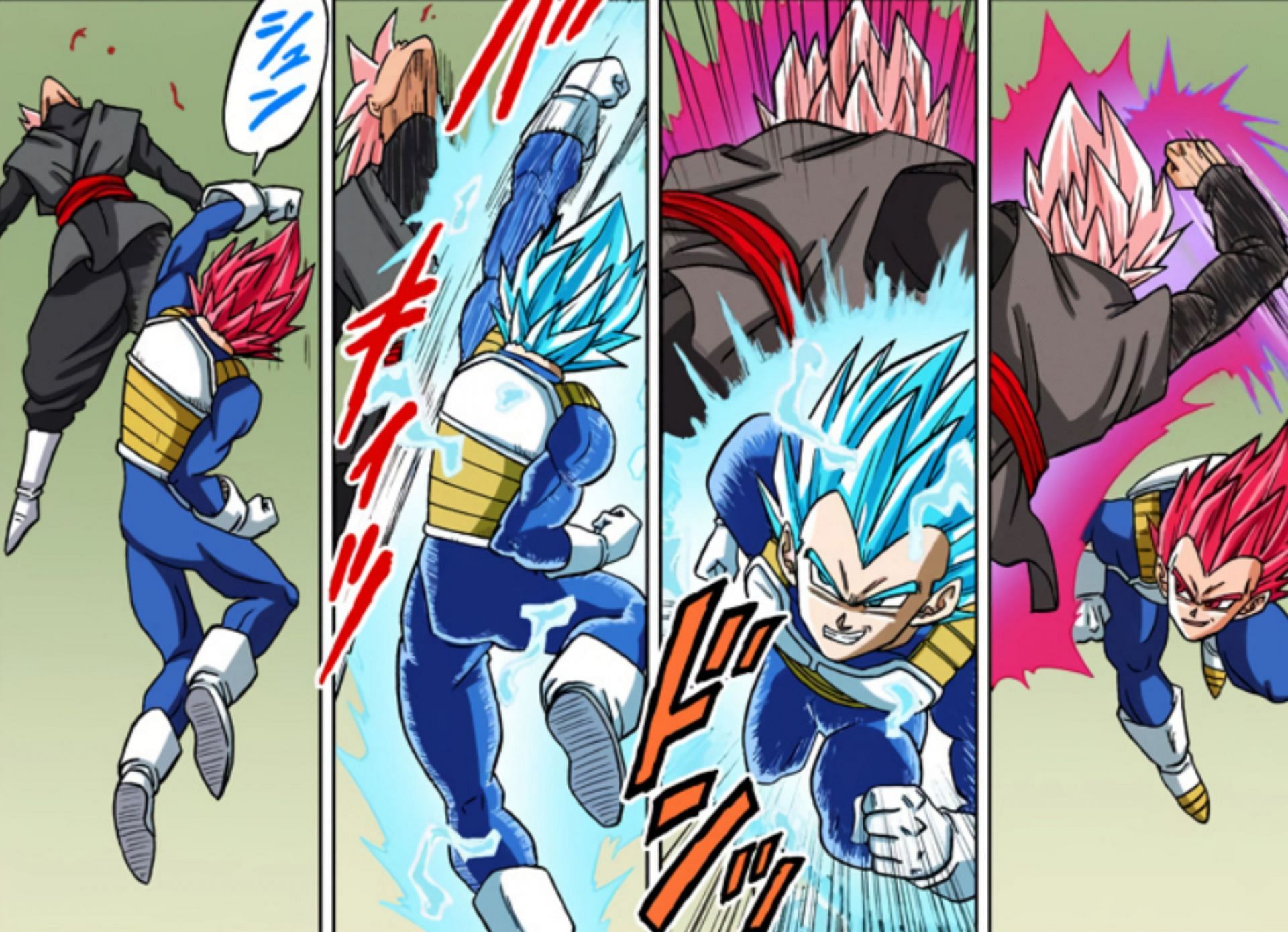 SSG and Blue Vegeta vs Goku Black Rose (Image via Shueisha)